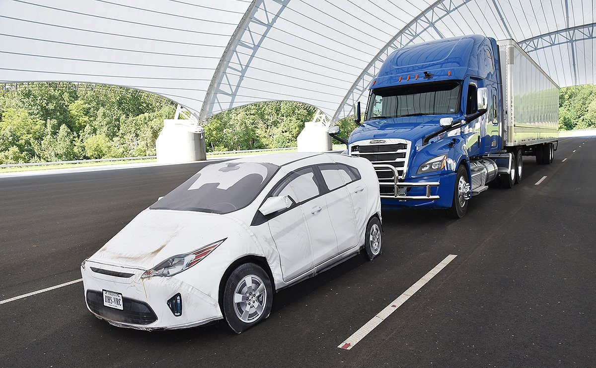 Simulated semi-truck crash