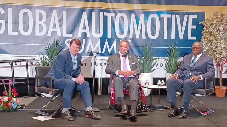 Ford CEO Jim Farley, Rev. Jesse Jackson and John Graves